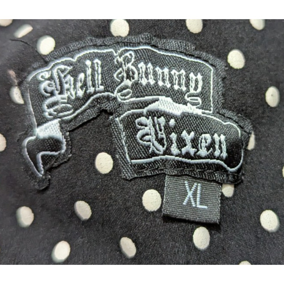 Hell Bunny sz XL Vixen Pin Up Retro Dress bodycon black & polka dots 1365 - Picture 5 of 7